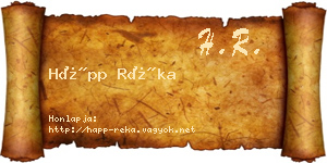 Hápp Réka névjegykártya